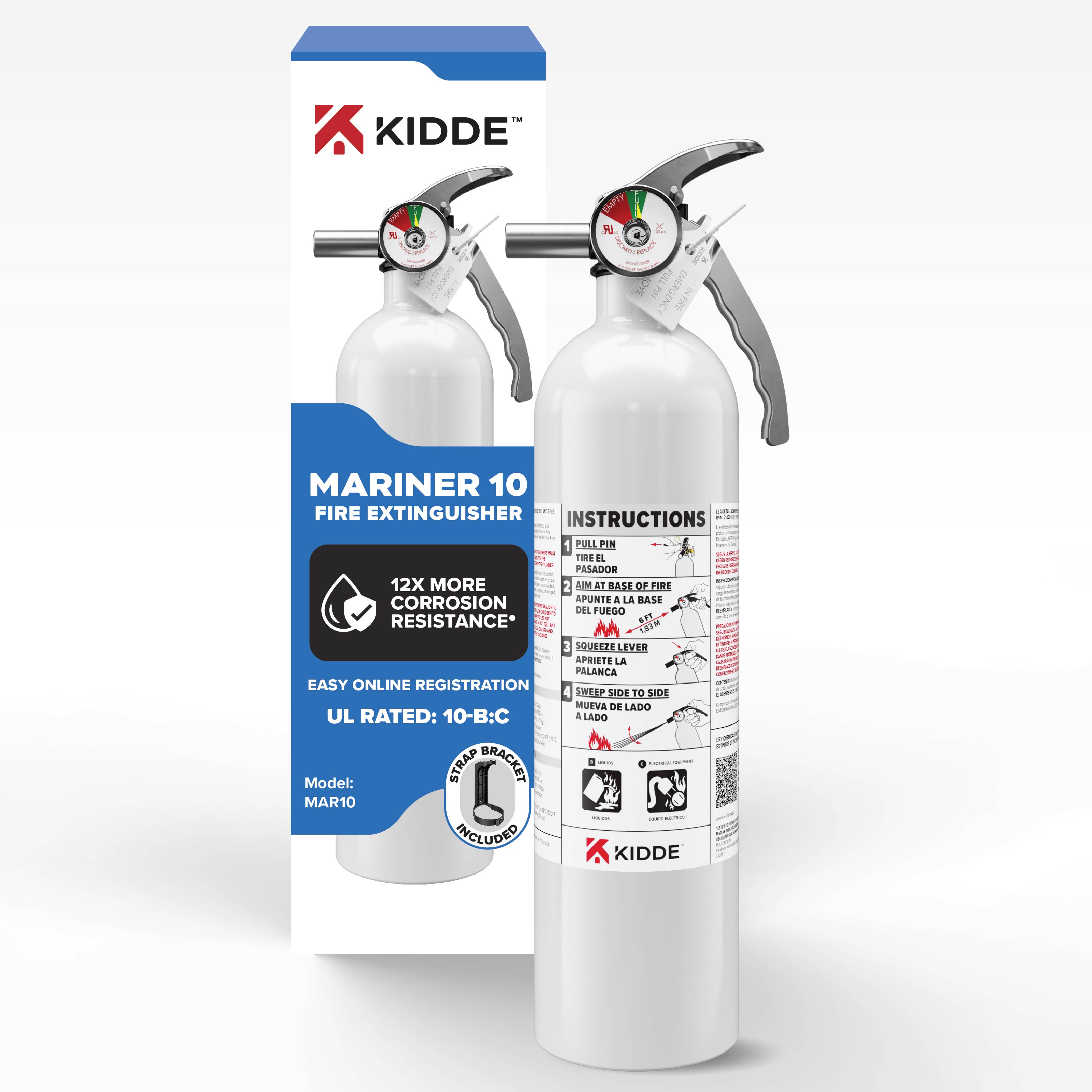 Kidde Marine Fire Extinguisher for Boats, 10-B:C Single-Use photo 1