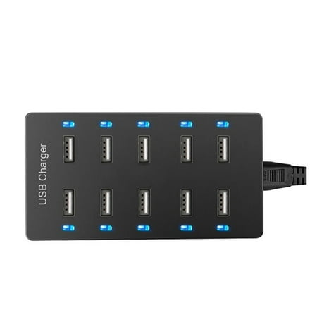 40W Multi USB Charger 10 Ports Desktop Charging Station Intelligent Multi Port Charge Device For Smart Phones, Tablet And More ,Easy to Use