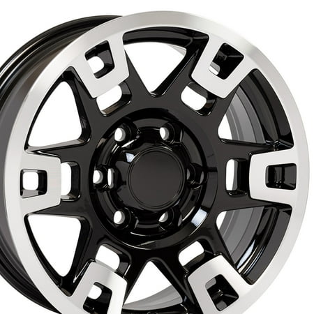 OE Wheels 17 Inch TRD H Spoke Style - Fits Toyota Tacoma, Sequoia, FJ Cruiser, Tundra 4Runner, Lexus GX, HL450 - TRD H Spoke Style TY16 Gloss Black Machined 17x7 Rim Hollander