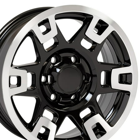 2000 Toyota 4runner Fan (OE Wheels 17 Inch TRD H Spoke Style - Fits Toyota Tacoma, Sequoia, FJ Cruiser, Tundra 4Runner, Lexus GX, HL450 - TRD H Spoke Style TY16 Gloss Black Machined 17x7)