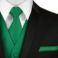 thumbnail image 3 of BEST TUXEDO Men's Formal, Prom, Wedding, Homecoming, Tuxedo Vest, Tie & Hankie Set in Green Solid Satin - 3XL, 3 of 3