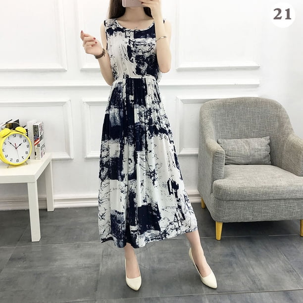Vestido de seda de algodón de longitud media para mujer, novedad de verano MABOTO Traje 21 2XL