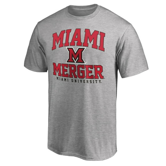 Men's Ash Miami University RedHawks Merger Arch T-Shirt