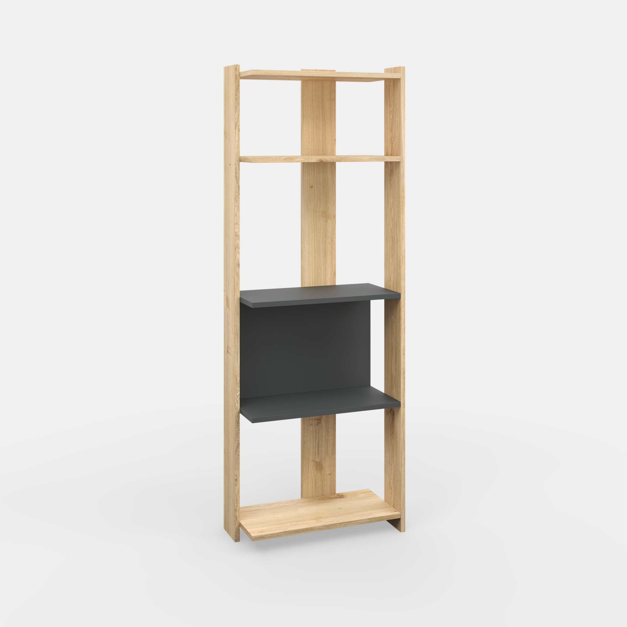 Ada Home Decor Abis 4 Tier Open Shelf Narrow Modern Bookcase, Anthracite/Oak