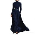 thumbnail image 2 of Uootdi Womens Maxi Dresses Turtleneck Long Sleeve Waist Flared Hem Slim Fit Formal Dresses Evening Gowns Office Elegant Style（No Belted ） Gift, 2 of 5