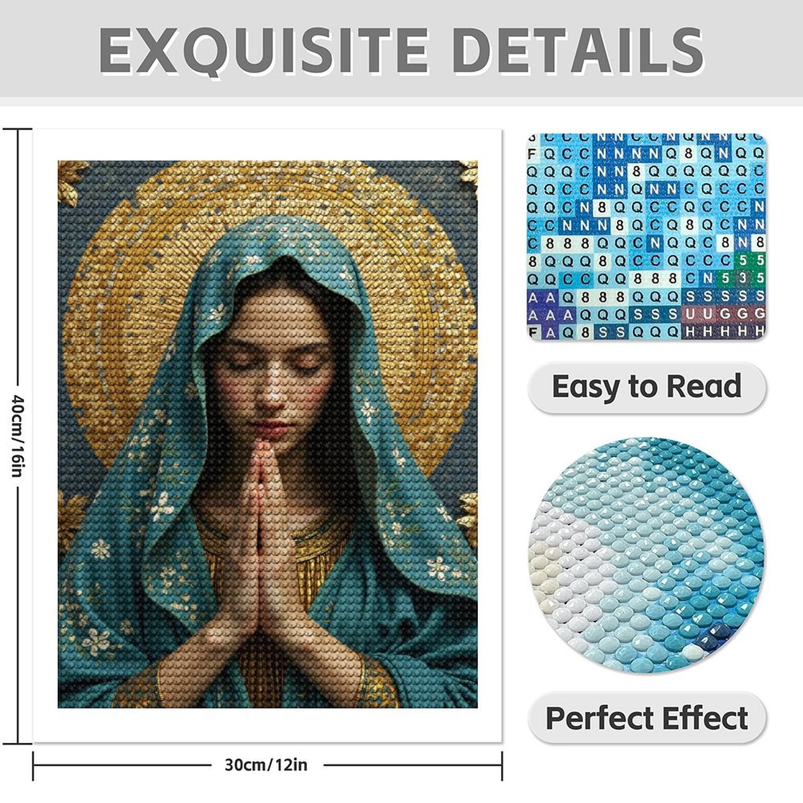 Diamond Art Kits for Adults - 5d Woman Praying Mosaic Art Diamond Painting for Adults, Diamond Art for Adults Beginners, Diamond Painting Kits for Adults for Home Wall Decor