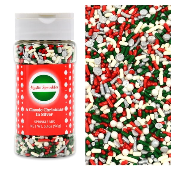 Mystic Sprinkles A Classic Christmas in Silver Sprinkle Mix 3.4 Ounce Bottle