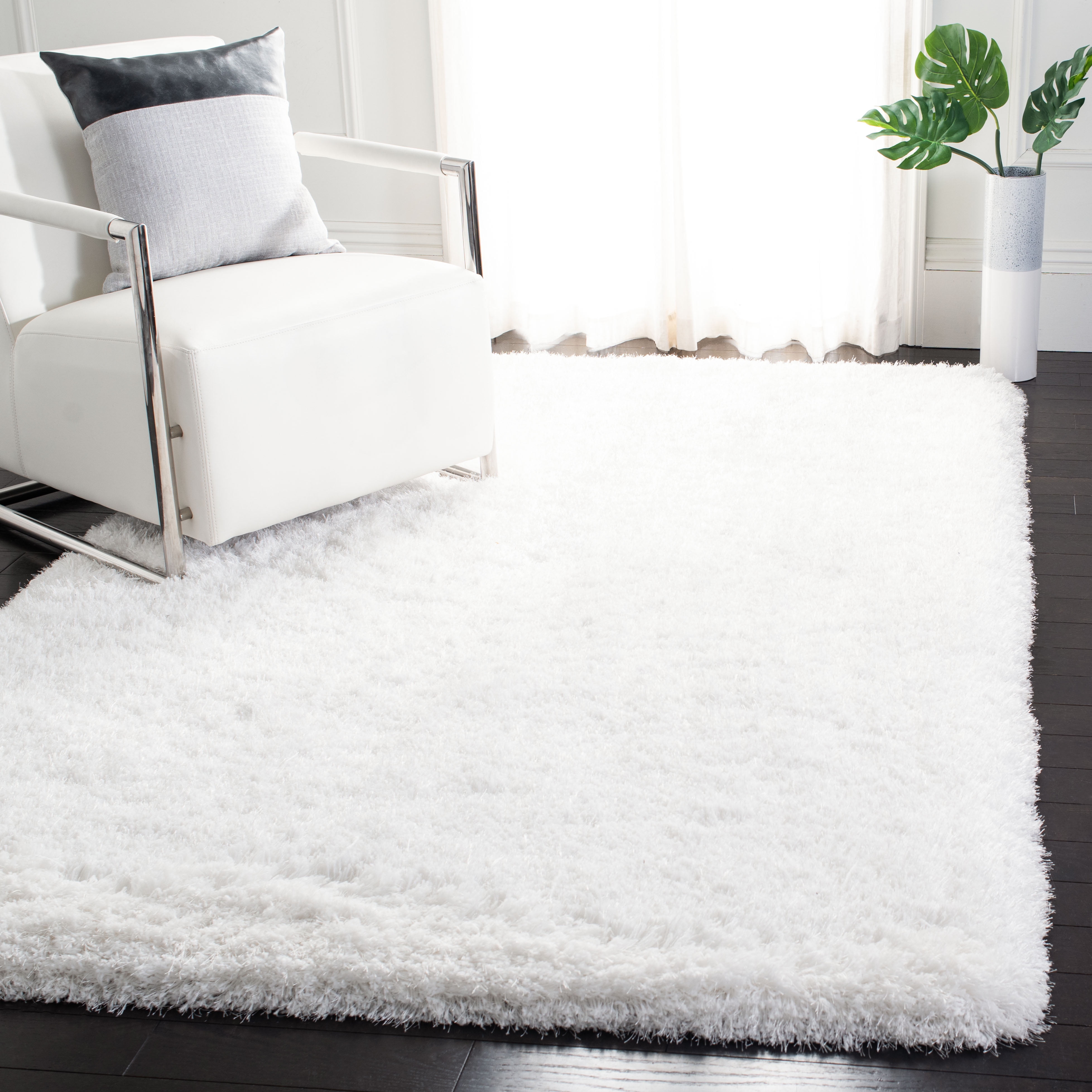 SAFAVIEH Ocean Braxton Solid Shag Area Rug, Ivory, 8' x 10'