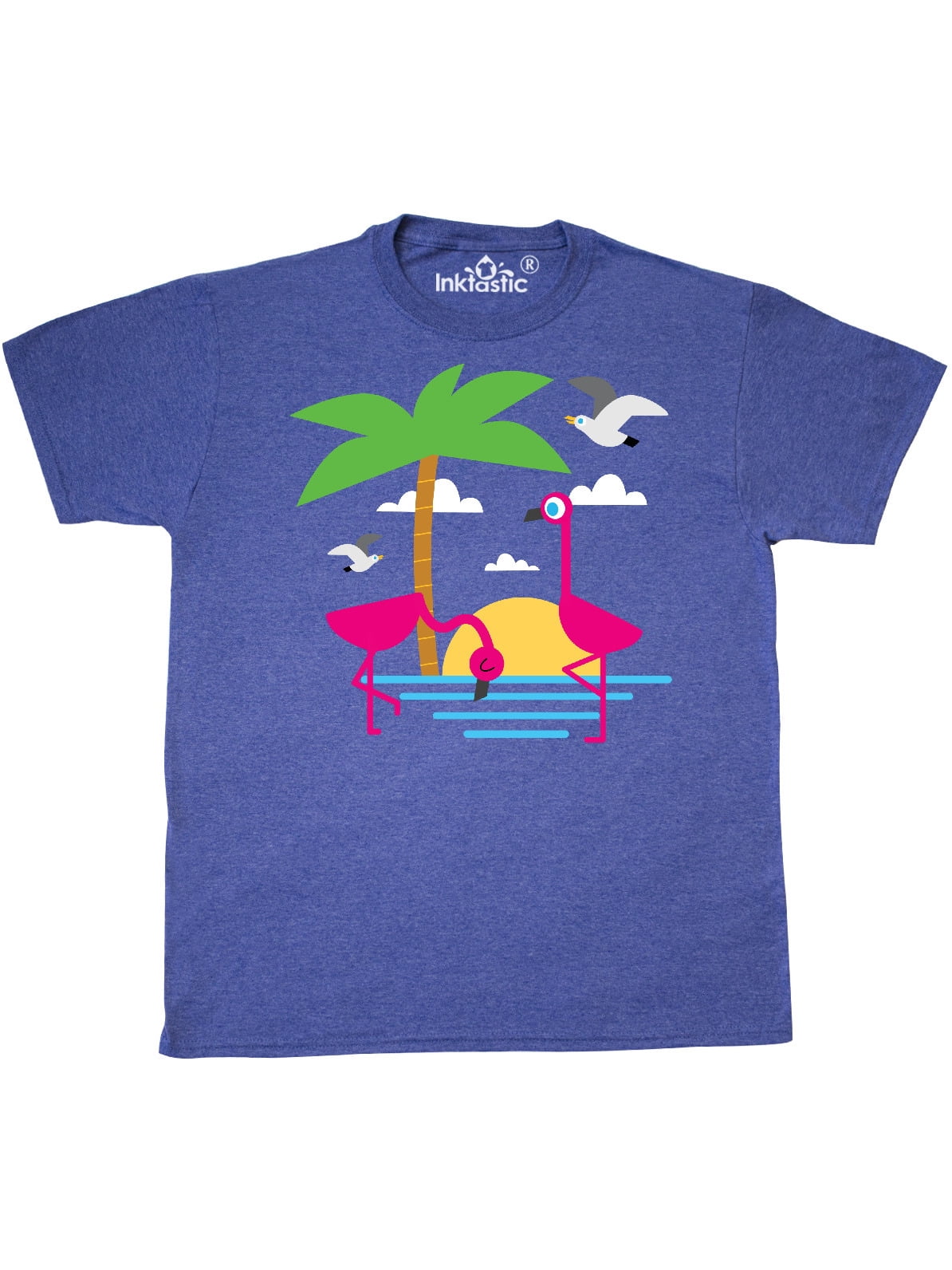 INKtastic - Flamingos and Palm Tree T-Shirt - Walmart.com - Walmart.com