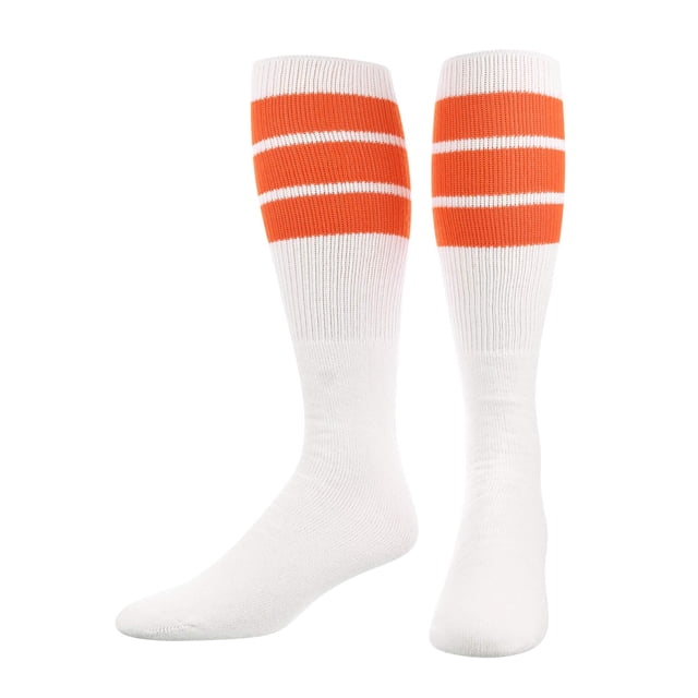 Calcetines TCK Retro con tubo de 3 rayas, color naranja, talla L