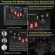 Podcast Microphone Kit with V8S Superior Live Sound Card Condenser Microphone BM-800 & Bluetooth DJ Mixer Metal Holder for Studio Recording Singing Broadcast