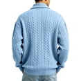 thumbnail image 4 of Men's Quarter Zip Long Sleeve Shirts Cable Knit Mock Neck Polo Sweater Casual Pullover Sweater, 4 of 5