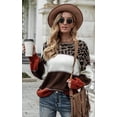 thumbnail image 4 of Pulls Décontractés Manches Longues Col Rond Couleur Patchwork Pull en Tricot Tops, 4 of 7