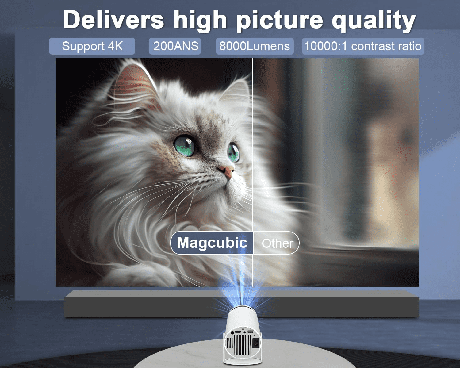 4K Mini Projector with WiFi 6 & Bluetooth 5.0, Portable Smart Home Theater Projector 1080P, 180° Rotatable, Auto Keystone, Android 11, Netflix Built-in, HDMI/USB, 200 ANSI for Movies, Gaming, Outdoor