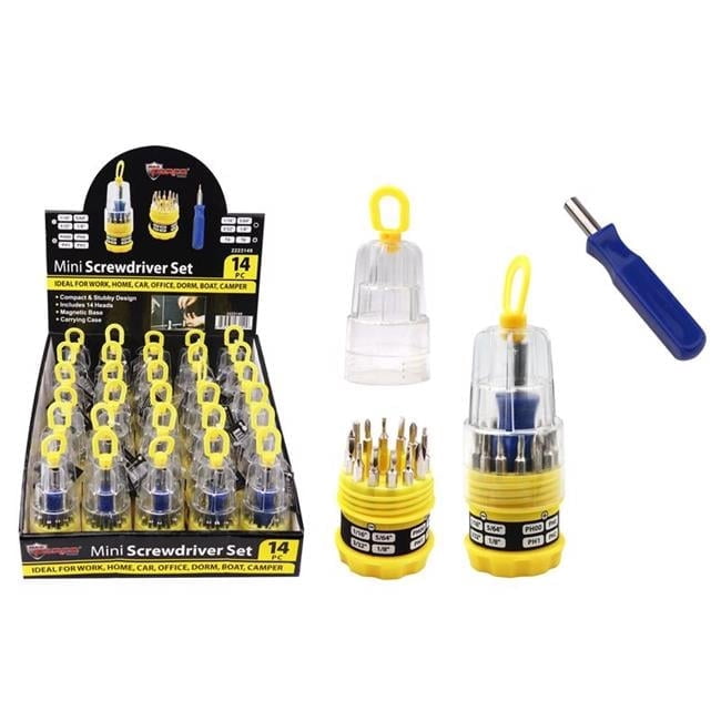 Diamond Visions 6026955 Max Force Phillips & Slotted Mini Multi-Bit Screwdriver Set, Blue - 14 Piece - Pack of 30