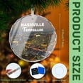thumbnail image 2 of Nashville Tenessee TN USA State Ornaments Travel Keepsake Premium Crystal Glass Christmas Ornament, 3” Flat Round Beveled-Edge Disc (0.23” Thick) with Printed Image, Xmas Holiday Tree Gift, 2 of 4