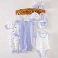 thumbnail image 2 of Emitonse Baby Girl Winter Clothes 0-3 Months 8PCS Newborn Baby Boy Girl Tops+Hat+Pants +Bib+Sock Shose+Romper Outfits Set Girls Fashion Size One Size,Blue, 2 of 5