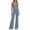 Blue, variant on Wensltd Women Round Neck Sleeveless Pajama Set Elastic Waist Shorts Soft Lightweight Breathable 2 Piece Home Wear