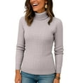 thumbnail image 4 of Hearthz Turtle Neck Sweater for Women Dressy Mock Neck Ribbed Women Long Sleeve Shirt Knit Oversized Basic Womens Tops, 4 of 4