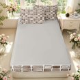 thumbnail image 4 of Manfei Modern Checkered Zipper Twin Comforter Sets with Fitted Sheet and 2 Pillowcases,Art Grid Zipper Bedding Set,Brown,Light Gray Reversible,4pcs, 4 of 8