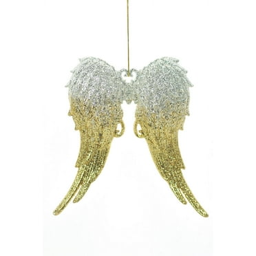 Starlight Collection, Gold Snow-Covered Angel Wings Ornament with Glitter (Pack of 4)