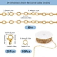 thumbnail image 2 of 33 Feet/10M Stainless Steel Chains Roll Gold Chain Kits 3.5m Metal Extension Connectors Chains with Spool Open Jump Rings Lobster Claw Clasps for Jewelry Making Bracelet Necklace DIY Crafts Golden, 2 of 5