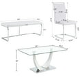 thumbnail image 2 of Sumdeal 63" Glass Dining Table with 2 chairs and 2 Benches,White, 2 of 8