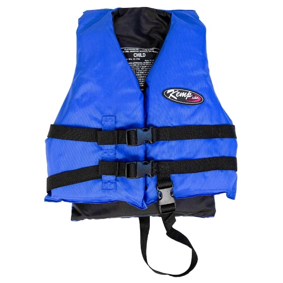 Kemp USA Type III USCG-Approved Flotation Vest – Ideal for Boating, Fishing & Watersports – Child Size (Blue)