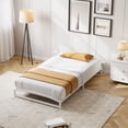 thumbnail image 2 of Ourlova Twin White Low Bed Frame 6 Inch Heavy Duty Metal Platform Bed with Arch Design Easy Assembly Strong Bearing Capacity Under Bed Storage No Box Spring Needed, 2 of 8