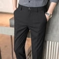 thumbnail image 5 of Pantalones de negocios de sastrería social para hombres Pantalones de traje de algodón elástico para hombre Pantalones elegantes de moda con estilo Pantalones de vestir vintage, 5 of 5