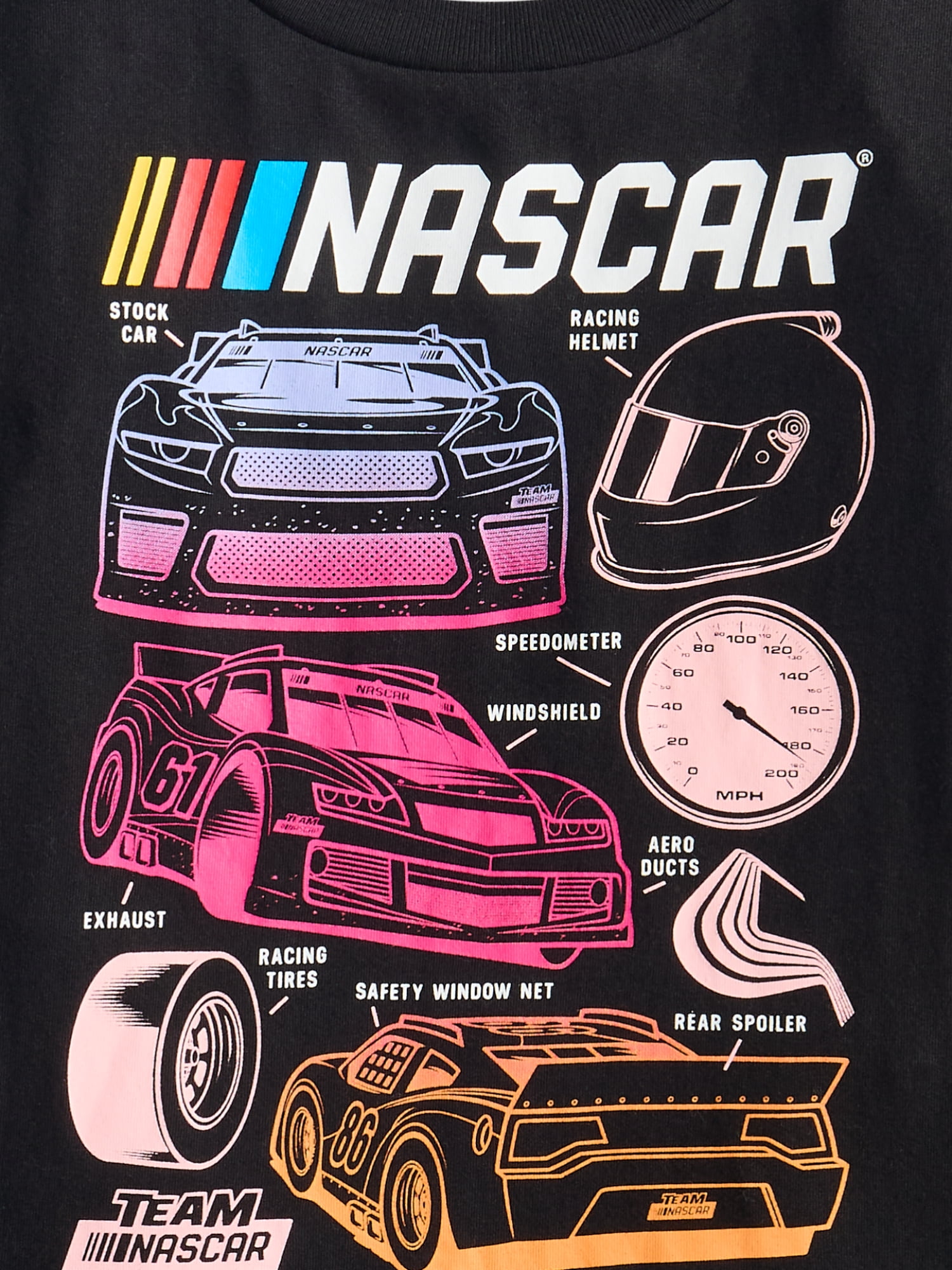 Wonder Nation Girls Graphic NASCAR Tee with Long Sleeves, Sizes 4–18