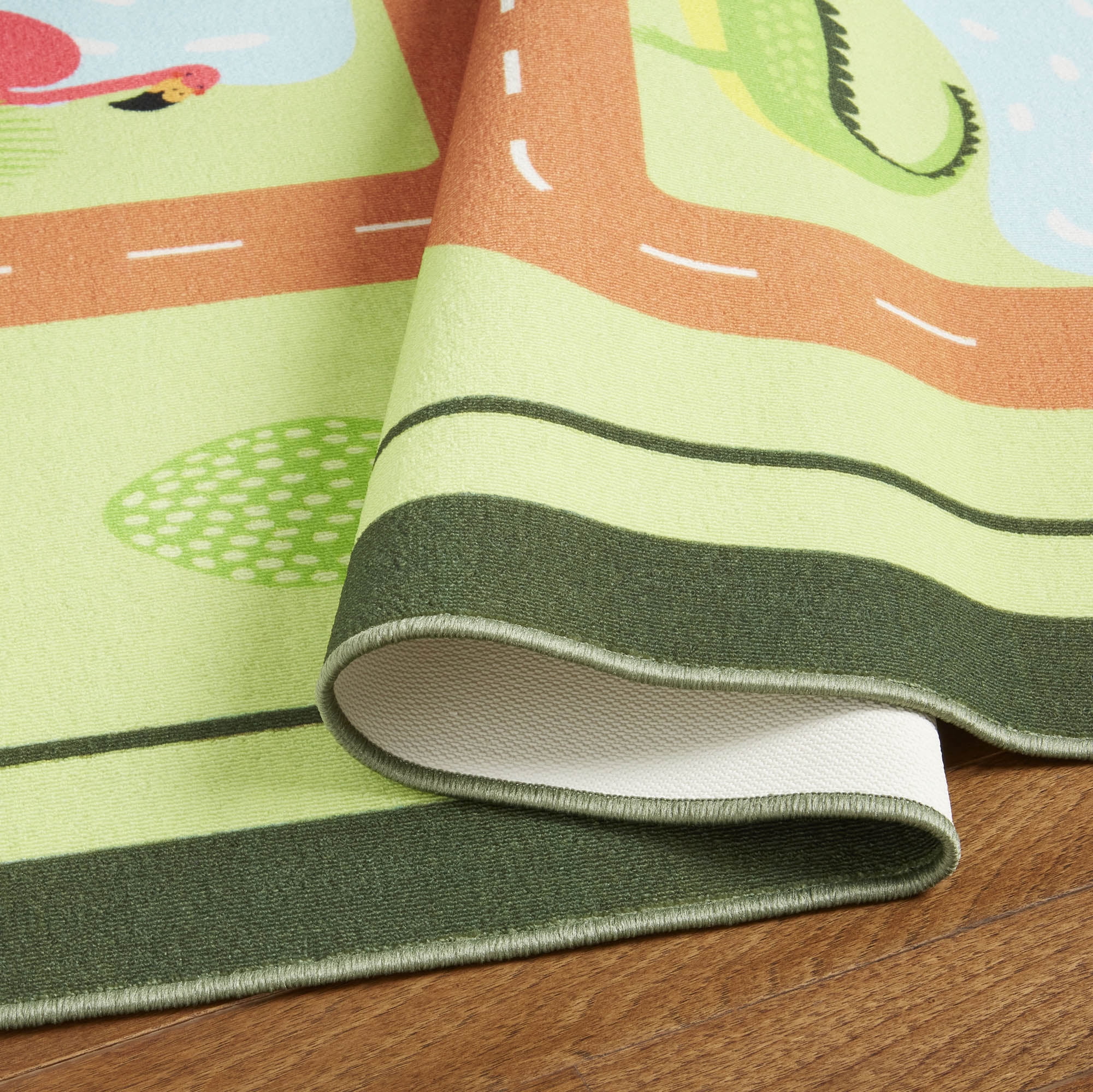 Everwash™ Imagine Jungle Road Kids Machine Washable Area Rug, Green/Yellow, 4'x6'
