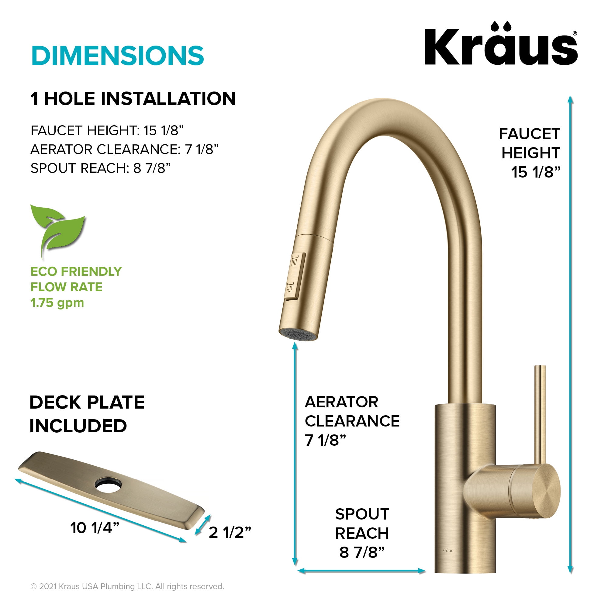 KRAUS Oletto Single Handle Pull Down Kitchen Faucet with QuickDock Top Mount Installation Assembly in Spot Free Antique Champagne Bronze