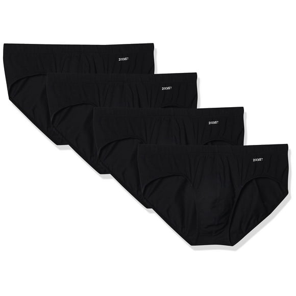 2(X)IST Mens Cotton Stretch Bikini Brief 4-Pack, Black, Medium
