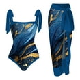 thumbnail image 1 of MKLEKYY Trajes De Baño Mujer Completo Women 1 Piece Swimwear+1 Piece Cover Up Two Piece Vintage Print Swimsuit Monokini Bikini 2 Piece Swimsuits Two Piece Tankini Set 768, 1 of 4