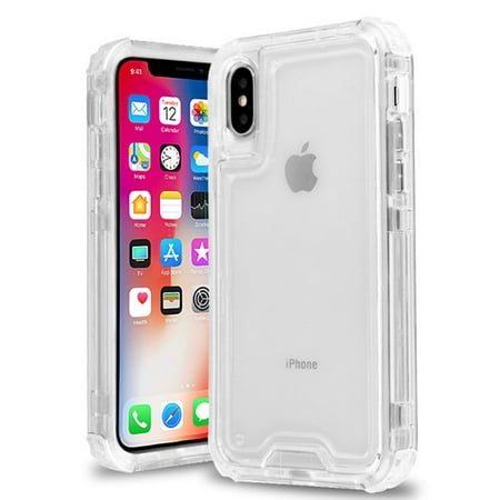 Apple iPhone XS / iPhone X (5.8 inch) Phone Case 3 layer Hybrid Cornes TPU Bumper Electroplating Shockproof Rubber Clear Transparent Protective Case Cover for Apple iPhone XS, Apple iPhone X (Best Clear Case Oneplus 3)