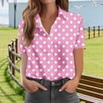 thumbnail image 4 of Ashyfjp Womens Tops Fashion Casual Oversized Free-Fit Polka Dot Short-Sleeve Button Turn Down Collar Shirt Top, XXL, 4 of 5