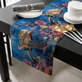 thumbnail image 3 of Coastal Turtle Cotton Linen Small Table Runner 13 x 48 inch Turquoise Coral Tropical Ocean Animal Fish Non-slip Rectangular Dining Table Decor for Wedding Party Holiday Dinner, 3 of 8