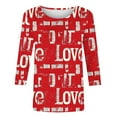 thumbnail image 5 of QQAMB Women Love Heart Valentines Day Tops 3/4 Sleeve Shirts Blouses Funny Cute Graphic T-Shirt Casual Clothing Outfit Red S, 5 of 5