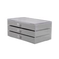 thumbnail image 3 of Caja de almacenamiento de joyas Yinane con 3 cajones Bandeja de almacenamiento de joyas gris, 3 of 5
