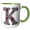 Green/White, variant on 3drose, Pretty Image of Ruby Jeweled Monogram Letter K, 11oz Magic Transforming Mug