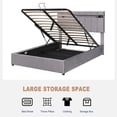 thumbnail image 3 of Bellemave Full Size Bed Frame with Storage and LED Light, Lift Up Upholstered Platform Bed with Bluetooth Player and USB Charging, Velvet Fabric Hydraulic Storage Bed (Gray), 3 of 10