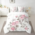 thumbnail image 2 of 7Pcs Vintage Rose Butterfly Queen Comforter Set,Romantic Rose Floral Bedding Sets,Watercolor Branches Plants Leaf Bed In A Bag,Chic Ink Wash Painting Sheet Set with Comforter, 2 of 5