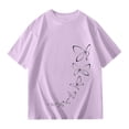 thumbnail image 5 of Coerni Girls Butterfly Graphic Tee Short Sleeve Summer T Shirts Kids Cotton Basic Tops Athletic Aesthetic Crerwneck Loose, 5 of 6