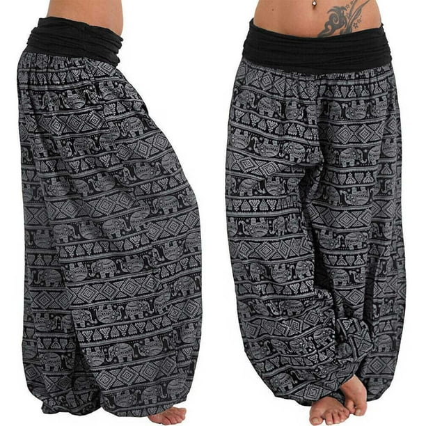WILLBEST Pantalones Casuales para Mujer, con Estampado de Banda Holgada, Cómodos, de Corte Ancho, para Uso Diario. XXXXXL