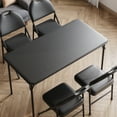 thumbnail image 4 of COZONY 4-Foot Folding Table, Portable Foldable Card Table, Metal Frame, PU Leather Top, Space-Saving Tray Table, Indoor/Outdoor Use, 350 lbs Capacity, Black, 4 of 8