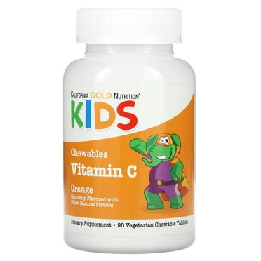 California Gold Nutrition Chewable Vitamin C with Bioflavonoid Complex for Children, Orange, 90 Vegetarian Tablets