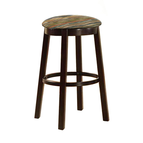 The Furniture King Bar Stool 29" Tall Wood Dark Brown Espresso Kitchen Game Room Swivel Seat Stool Featuring the Choice of Your Favorite Novelty Theme Fabric Covered Seat Cushion (Southwest Wavy)