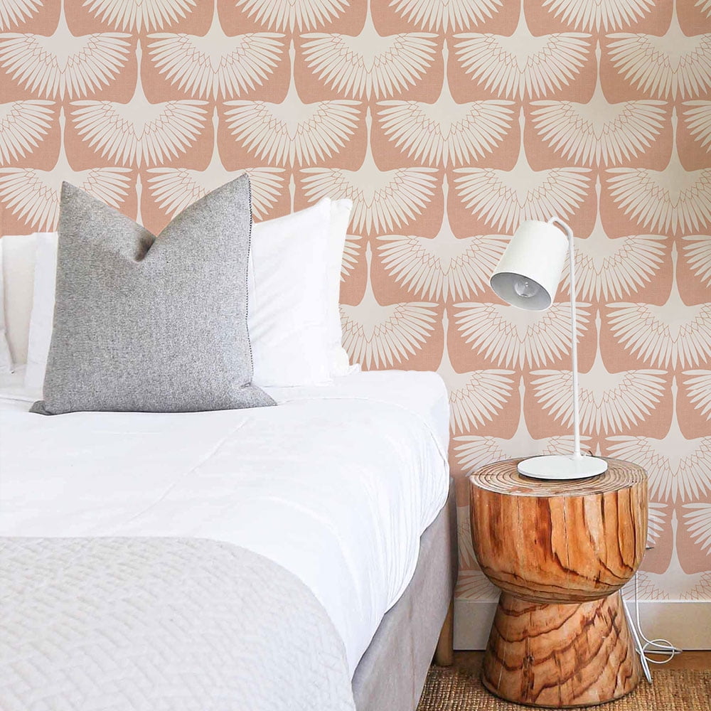 Tempaper x Genevieve Gorder Feather Flock Pink Peel and Stick Wallpaper, 20.5" x 16.5'