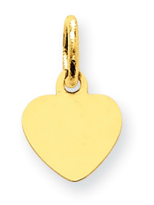 14K Yellow Gold Plain .009 Gauge Engravable Heart Disc Charm